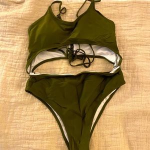 Olive Green Cut Out One Piece!